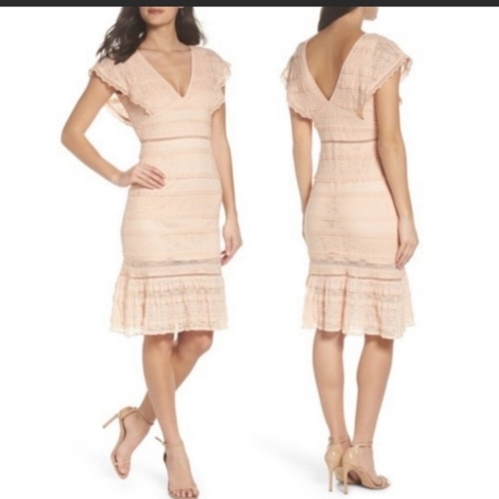 NWT Foxiedox Makayla Flutter Trim Lace Dress